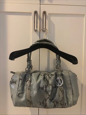 Y2K Vintage Leather Python Sage Grey Shoulder Bag - Fortuna Valentino